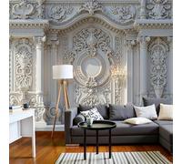 MIATCENRT 3D Photo Wallpaper - Palace Carving Classical Architecture Living Room Sofa Tv Background Custom Wallpaper, Living Room The Wall for Bedroom Mural-450x315cm, White-Gray
