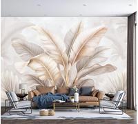 MIATCENRT 3D Photo Wallpaper - Tropical Banana Leaf Modern Simple Living Room Sofa Tv Background Custom Wallpaper, Living Room The Wall for Bedroom Mural-250x175cm, Beige Gray