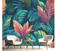 MIATCENRT 3D Photo Wallpaper - Tropical Leaves Aesthetics Plants Living Room Sofa Tv Background Custom Wallpaper, Living Room The Wall for Bedroom Mural-250x175cm, Green
