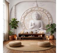 MIATCENRT 3D Wall Illusion Zen Stone Carving Wallpaper Wall Mural