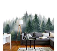 MIATCENRT 3D Wall Mural Light Mist Pine Forest Pattern Print Photo Wallpaper, Green Silk Fabric Mural Decoration Poster Picture, Design Natural Landscape 350x256cm Murals for Living Room Kids Bedroom