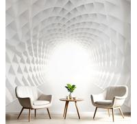 MIATCENRT 3D Wall Mural, Tunnel Arch Print Abstract Geometric Photo Wallpaper, Silk Cloth Mural Decoration Poster Picture Design, 250x175cm (WxH) Murals for Living Room Kids Bedroom, White