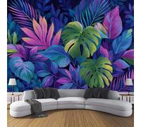 MIATCENRT Abstract Palm Leaves Photo Wallpaper, Large Tropical Design Decoration Murals, Purple Mural Wall Art Print Poster for Modern Office Study Room Home Decor 200x150cm (WxH)