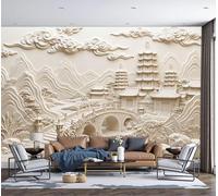 MIATCENRT Ancient Architecture Gardens Wallpaper Mural - 3D Embossed Wall Paper Home Decor, Silk Fabric Waterproof Print Wallpapers for Bedroom Living Room, Feature Walls Mural 400x280cm