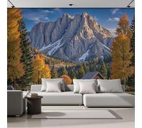 MIATCENRT Autumn Landscape 3D Photo Wallpaper Roll Mural, Fallen Leaves Cottage Wallcoverings, 300x210cm (WxH) Indoor Luxury Wall Painting for Bedroom Living Room TV Backdrop Home Decoration