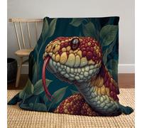 MIATCENRT Blanket Throw Fantasy Animals Jungle Snakes Fleece Blanket, 150x200cm Fluffy Soft Warm 3D Printed Red Yellow Flannel Blankets Bedspread for Bed Sofa Settees Chair Office