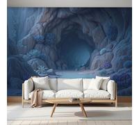 MIATCENRT Blue Wallpaper Mural Mysterious Dreamlike Rocks Caves Streams 3D Silk Fabric Walls Mural Photo Wallpaper, Art Print Decor for Living Room Kids' Bedroom Photo Wall Decoration 250x175cm