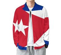MIATCENRT Bomber Jackets for Men, Lightweight Long Sleeve Full Zip Coats Cuba Print Casual Windbreaker, Sports Baseball Outwear Men's Spring Fall Clothes