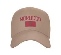MIATCENRT Classic Strapback Cap - Morocco Country Name with Flag Patterns Sun Hats, Adjustable Summer Beach Hat,Baseball Cap Mens,Sports Cap for Outdoor Men,Khaki,One Size