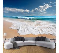 MIATCENRT Coast Waves Photo Wallpaper Tropical Beach Wall Mural Silk Cloth Decor Art Poster Picture, Deep Blue Print Photo Wallpaper for Living Room Bedroom Dorm Decor 450x315cm (WxH)