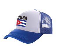 MIATCENRT Cuba Trucker Cap - Men Cool Cuba Flag Hat Baseball Cap Cool Summer Unisex Mesh Net Caps, Lightweight Breathable Outdoor Hat Plain Adjustable Dad Hat,Blue,One Size