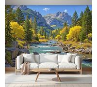 MIATCENRT Custom Size Wall Murals, 300x210cm Natural Scenery Mural Mountains Streams Silk Fabric Wall Covering, Large Photo Wallpaper for Living Room Bedroom Kitchen Office Kids