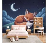 MIATCENRT Custom Size Wall Murals, Cartoon Cute The Fox was Fast Asleep. Large Photo Wallpaper for Bedroom Living Room Playroom Nursery Teen Room Kids' Photo Mural Walls Art, 350x256cm