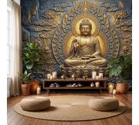 MIATCENRT East Embossed Seated Posture Statue Wallpaper Wall Mural