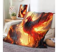 MIATCENRT Flame Phoenix Blanket Funny Game Art Print Throw, Super Soft Cozy Fleece Plush Reversible, Red Orange Background Bedding Blanket Size for Kids Adults Couch Sofa 50x60in