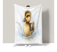 MIATCENRT Flannel Blanket Throw Blanket - Cute Playing In The Water Little Duck Printed Soft Cozy Blankets for Bed Couch Baby Kids Adults, Warm Fluffy Lightweight Blankets 60X80in, Yellow