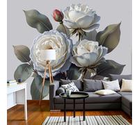 MIATCENRT Flowers Illustration Photo Roses Foliage Wallpaper Mural, Home Photo Room Poster DIY Decoration Wall Covering Wall Art Decor for Living Room Bedroom Kitchen 450x315cm