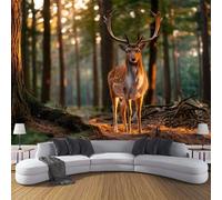 MIATCENRT Forest Animals Deer Photo Wallpaper, Large Fantasy Landscape Design Decoration Murals, Brown Mural Wall Art Print Poster for Modern Office Study Room Home Decor 350x256cm (WxH)