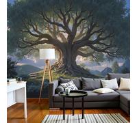 MIATCENRT Forest Landscape Photo Wallpaper for Bedroom, Ancient Trees Stone Steps Wall Mural for Living Room, Dark Green Large Mural 200x140cm Silk Fabric 3D Wallpaper Home Decoration