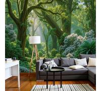MIATCENRT Forest Landscape Photo Wallpaper for Bedroom, Ancient Trees Sunlight Wall Mural for Living Room, Green Large Mural 450x315cm Silk Fabric 3D Wallpaper Home Decoration