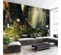 MIATCENRT Forest Wildflowers Butterflies Wall Mural Photo Wallpaper, Fantasy 3D Printed Mural, Murals Wall Art Print for Bedroom Living Room Dining Room Home Decoration 400X280Cm (Wxh)