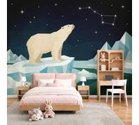MIATCENRT Geometry Polar Bear Photo Wallpaper 350x256cm Wall Mural, Minimalist Animal Large Mural Decoration, Children’s Room Baby Room Living Room Bedroom Theme Decor Wallpaper