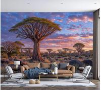 MIATCENRT Grassland Landscape Photo Dragon Blood Tree Sunset Wallpaper Mural, Home Photo Room Poster DIY Decoration Wall Covering Wall Art Decor for Living Room Bedroom Kitchen 250x175cm
