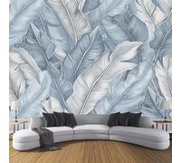 MIATCENRT Gray-Blue Banana Leaf Wall Mural Photo Wallpaper, Tropical 3D Printed Wall Mural, Light Gray Blue Murals Wall Art Print for Bedroom Living Room Dining Room Home Decoration 200x150cm (WxH)