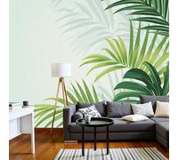 MIATCENRT Green Wallpaper Mural Tropical Plant Palm Leaf Outline 3D Silk Fabric Walls Mural Photo Wallpaper, Art Print Decor for Living Room Kids' Bedroom Photo Wall Decoration 200x140cm