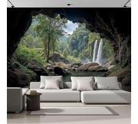 MIATCENRT Jungle Cave Wallpaper Mural - Natural Scenery Wall Paper Home Decor, Silk Fabric Waterproof Print Wallpapers for Bedroom Living Room, Feature Walls Mural 250x175cm