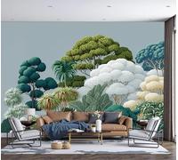 MIATCENRT Jungle Illustration Photo Tropical Trees Greenery Wallpaper Mural, Home Photo Room Poster DIY Decoration Wall Covering Wall Art Decor for Living Room Bedroom Kitchen 450x315cm