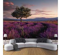 MIATCENRT Lavender Fields Sunset Photo Wallpaper, Large Dream Landscape Design Decoration Murals, Purple Mural Wall Art Print Poster for Modern Office Study Room Home Decor 200x150cm (WxH)
