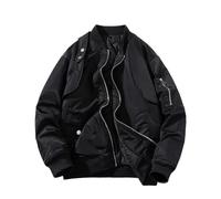 MIATCENRT Men Bomber Baseball Jackets - Winter Thickened Jacket Casual Flight Jacket, Loose Fake Two-Piece Color Matching Design Cargo Coats Vintage Baseball Jacket,Black,M