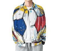 MIATCENRT Men's Bomber Jacket Zip Up Baseball Jacket, Lightweight Flight Jackets, Graffiti Abstract Football Open Front Round Neck Long Sleeve Casual Colorful Coat with Pockets