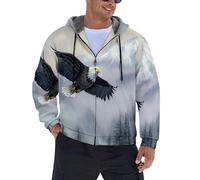 MIATCENRT Men'S Fleece Jackets Zip Up Hoodies, Men'S Winter Bald Eagle Jackets, Windproof Work Hoodie With Pockets, Windbreakers Warm Hiking Winter Coats