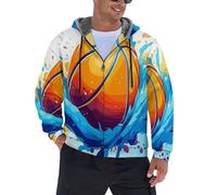 MIATCENRT Mens Hoodie With Fleece Lining - Zip Hoodie Men S-6Xl Warm Cosy Outerwear With Pockets, Casual Map Tribe Basketball Full Zip Sweatshirt Jacket Blue 5Xl