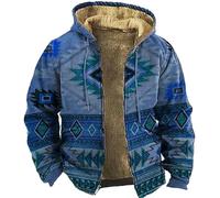 MIATCENRT Men's Outdoor Fleece Jackets - Men's Zipper Long Sleeve Hoodies Indian Pattern Printing Winter For Men/Women Thick Clothing Jacket Sweatshirt Outerwear,As Shown,5Xl