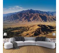 MIATCENRT Mountains Hills Photo Wallpaper, Large Deserts Landscapes Design Decoration Murals, Blue-Brown Mural Wall Art Print Poster for Modern Office Study Room Home Decor 350x256cm (WxH)