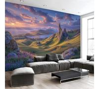 MIATCENRT Mountains Lakes Photo Wallpaper Nature Pastures Wall Mural Silk Cloth Decor Art Poster Picture, Blue-Green Print Photo Wallpaper for Living Room Bedroom Dorm Decor 200x150cm (WxH)