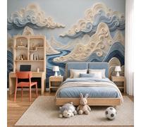 MIATCENRT Mountains Rivers Wallpaper 3D Relief Wall Mural