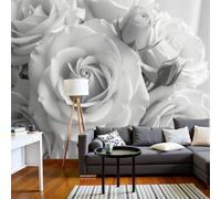 MIATCENRT Murals Photo Wallpaper 3D Elegance Flowers Roses Bouquet Wallpaper 450x315cm, Children's Room Gray White Mural Wall Art Poster Picture, Boy Girl Bedroom Gift Decoration Walls Sticke