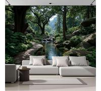 MIATCENRT Mysterious Landscapes Mural Wallpaper for Living Room Bedroom Decor - Rainforest, Streams Walls Mural, Landscape Wall Art, Silk Cloth Photo Wallpaper 3D Effect, 200x140cm (WxH)