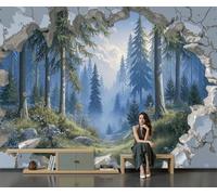 MIATCENRT Mystery Dream Wallpaper, Broken Wall Forest Large Mural for Living Room Bedroom, Silk Fabric Decor Wall Paper, Photo Wallpaper Dining Room, Hallway, Lounge, 350x256cm