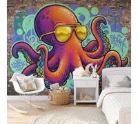 MIATCENRT Ocean Life Graffiti Wall Octopus Wallpaper Wall Mural