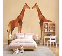 MIATCENRT Panoramic Mural Wallpaper 250x175cm - Geometry Giraffe Minimalist Animal Print Wall Mural, Silk Cloth Photo Wallpaper for Children's Bedroom Living Room Hallway Decoration