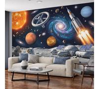 MIATCENRT Photo Wallpaper Moon Astronaut Wall Mural 400x280cm | Science Fiction Universe Design, Silk Fabric Art Print 3D Mural & Room Decor, Not Self Adhesive Decoration Wall Covering