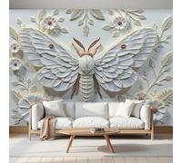MIATCENRT Relief Art Wallpaper, Moth Flower Large Mural for Living Room Bedroom, Silk Fabric Decor Wall Paper, Photo Wallpaper Dining Room, Hallway, Lounge, 400x280cm