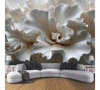 MIATCENRT Ripple Flower White Wallpaper Mural, 3D Effect Sculpture Wall Mural for Furniture, Silk Fabric Print Photo Wallpaper for Bedroom Bathroom Living Room Decor 250x175cm (WxH)