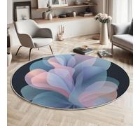MIATCENRT Round Area Rug, Soft Fluffy Gradient Gauze Minimalism Abstract Carpet - Modern Print Non Slip Circular Rugs for Bedroom Living Room Bedside, 180cm Aesthetic Home Decor