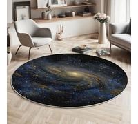 MIATCENRT Round Area Rugs Living Room, Space Andromeda Galaxy Print Carpet for Bedroom Circle Rug, Soft Non Slip Washable Bedside Rug for Kitchen Home Decor (150cm, Dark Blue)